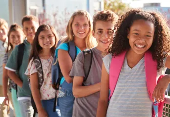 Kids with backpacks
