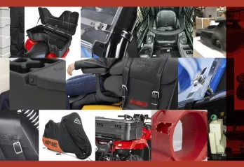 Collage of products made by Redline Plastics