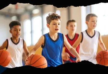Kids playing basketball